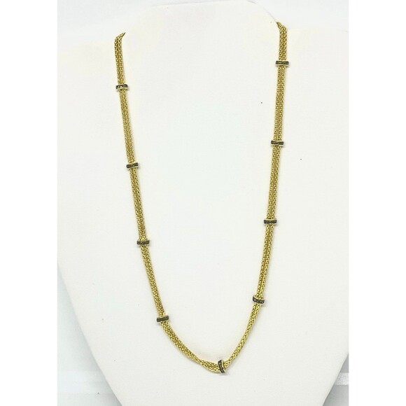 Jewelry -Goldtone Fashion Necklace with Sapphire Station Links (16 inches) - Picture 3 of 4